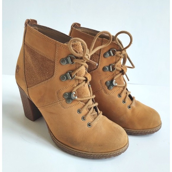 Ladies Timberland Nubuck Tan Glancy Laced Up Field Boots Size 6.5 Style A199F - Picture 1 of 10